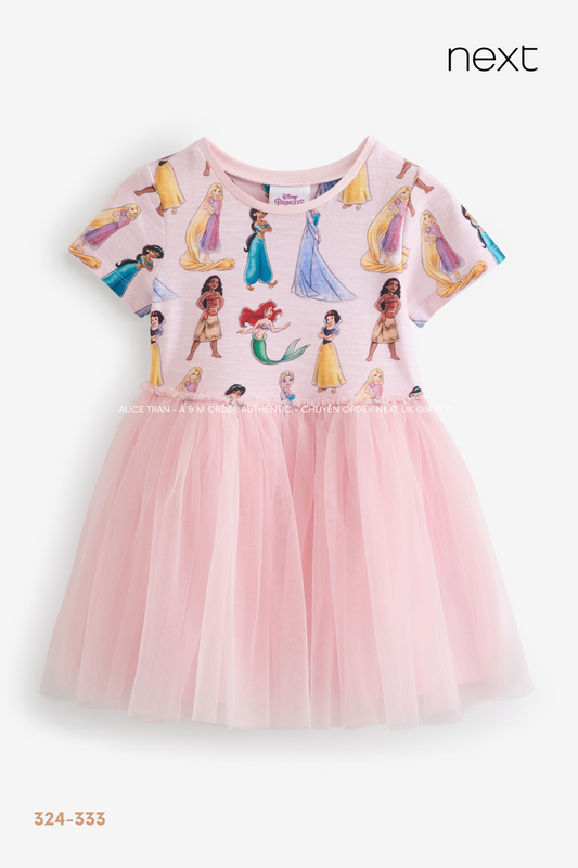 NE.XT  Đầm Twofer công chúa Disney tay ngắn màu hồng (3m-7y)-giá order theo size từ